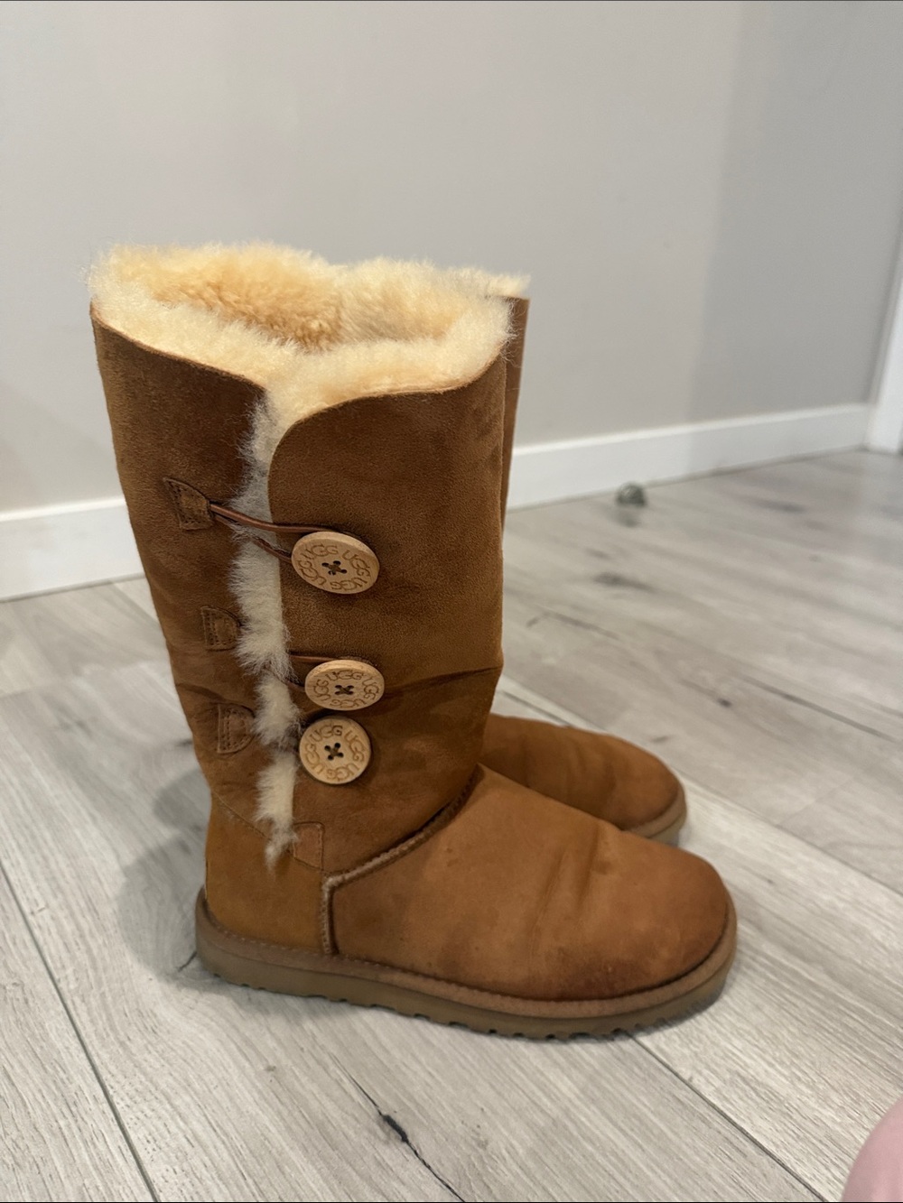 UGG Women's Tall Button-Front Shearling Boots - Chestnut Brown